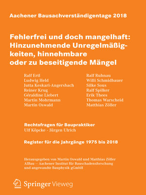 cover image of Aachener Bausachverständigentage 2018